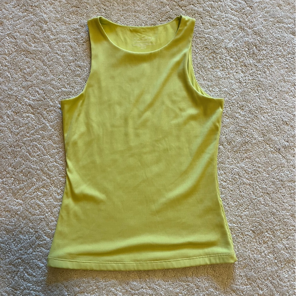 Tahari Yellow Fitted Sleeveless Tank Top